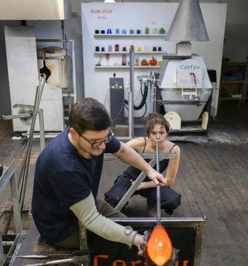 Démonstration de soufflage du verre